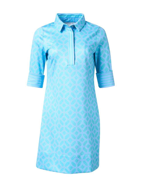 Everywhere Turquoise Print Jersey Dress Halsbrook