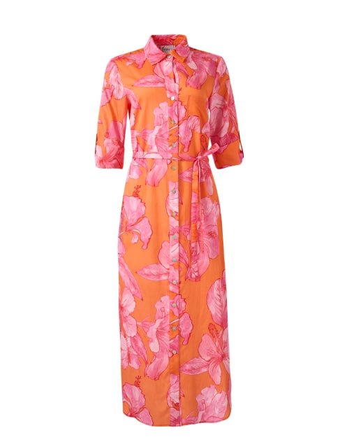 Alex Orange and Pink Floral Cotton Shirt Dress – Halsbrook