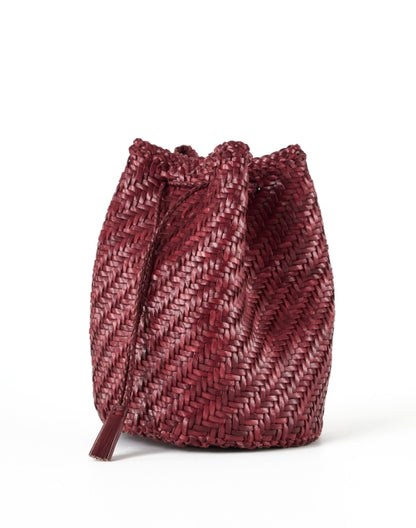 pompom-double-jump-bordeaux-woven-leather-bucket-bag_front.jpeg
