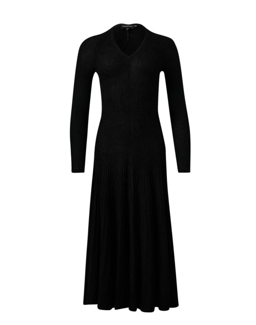 Black knit maxi fashion dress with sleeves