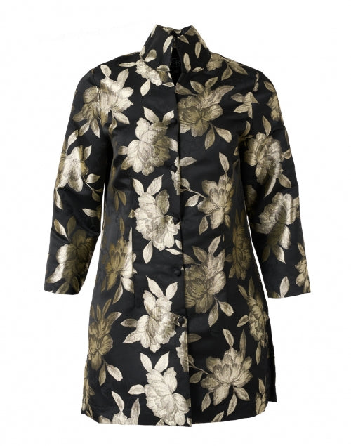 Rita Black and Gold Floral Embroidered Silk Jacket