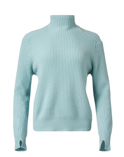 Aqua Blue Ribbed Cashmere Sweater Halsbrook