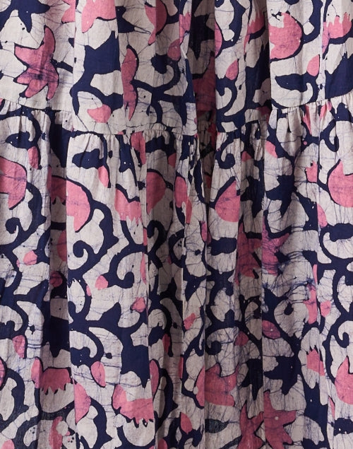 Uva Navy and Pink Print Cotton Dress