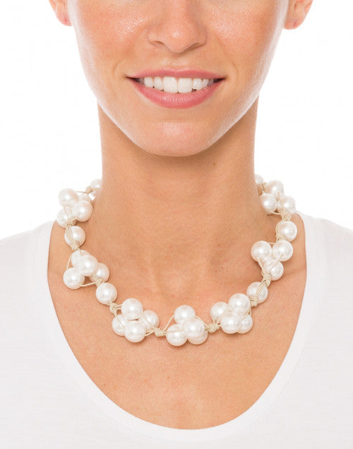 Woven pearl necklace sales