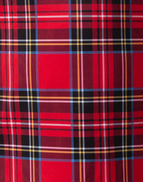 Red Tartan Plaid Ruffleneck Top