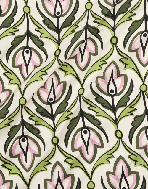 Onesto Green and Pink Print Silk Scarf