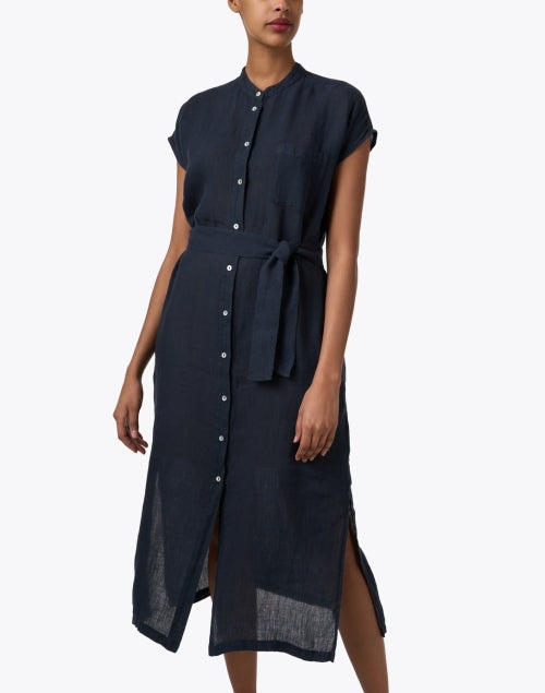 Navy linen dresses best sale