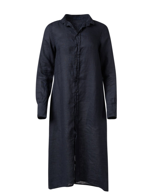 Navy Linen Shirt Dress Halsbrook