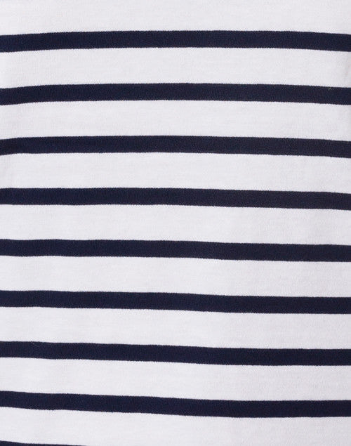 Etrille White and Navy Striped Cotton Top