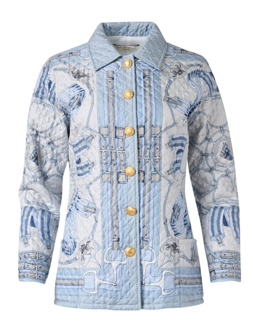 Blue Stirrup Printed Silk Quilted Jacket Halsbrook