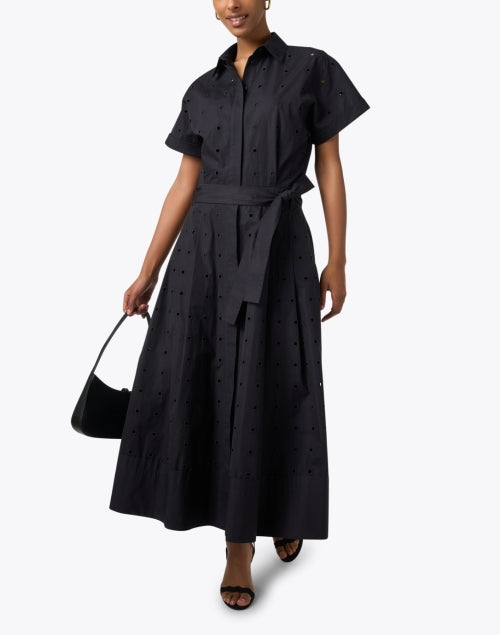 Black Eyelet Cotton Shirt Dress – Halsbrook