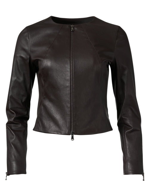 Leather jacket with stretch sleeves sale