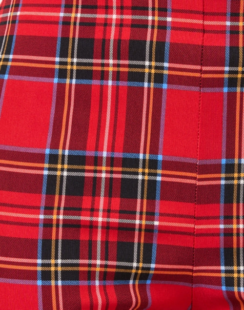 Red Plaid Print Pull On Pant