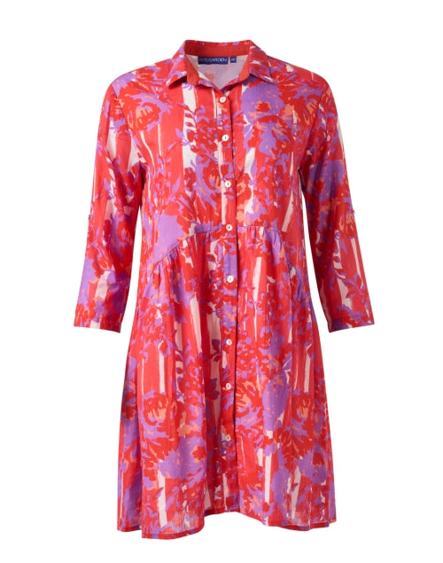 Red floral shirt dress on sale