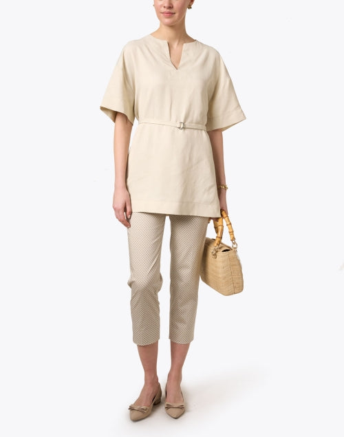 Beige Belted Tunic Top Halsbrook