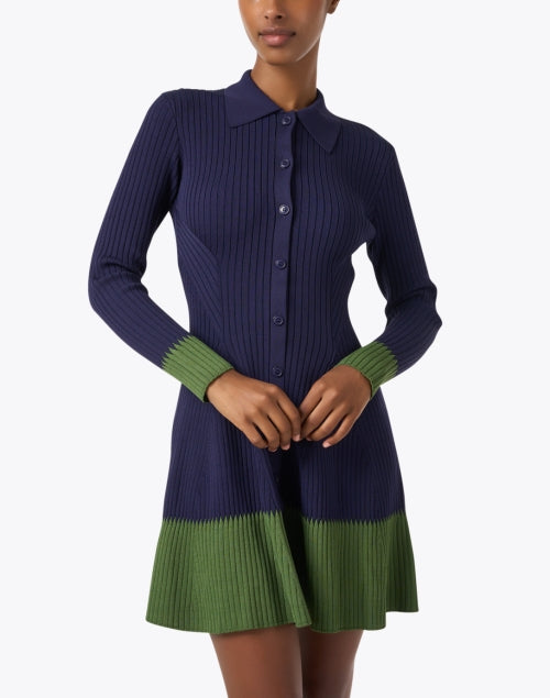 Pine Navy and Green Knit Shirt Dress