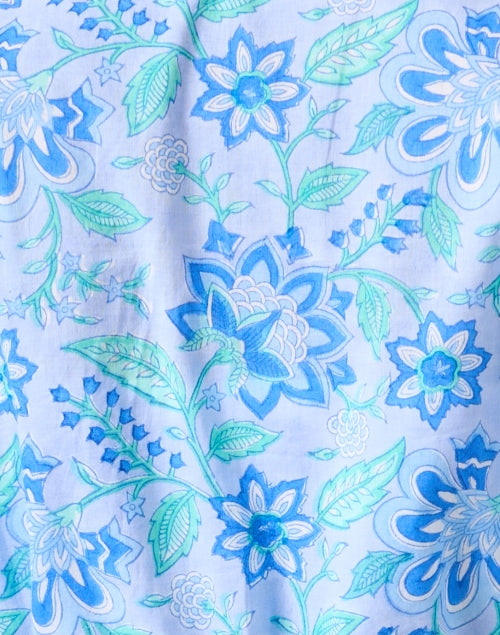 Godet Blue Floral Print Dress