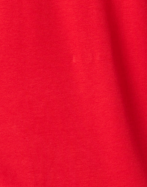 Red Pima Cotton Ruched Sleeve Tee