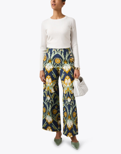 Antonella Navy Floral Wide Leg Pant – Halsbrook