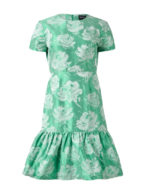 Green Floral Jacquard Dress – Halsbrook