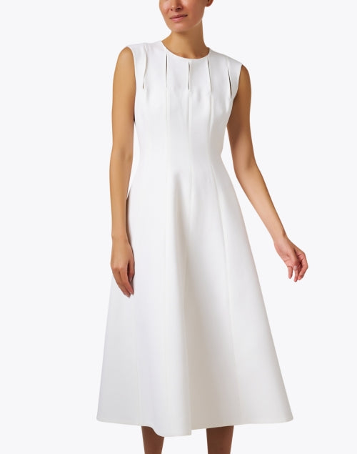 All white fit and flare dress best sale