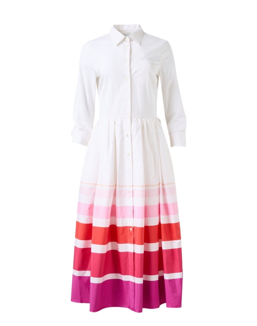 Niddi White and Pink Striped Shirt Dress