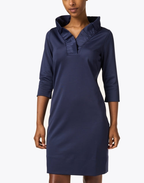 Navy frill dress hotsell