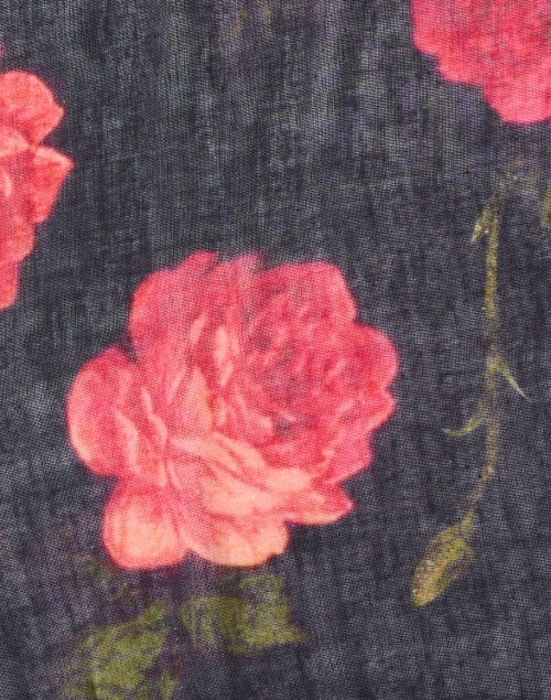 Rose Print Cashmere Silk Scarf