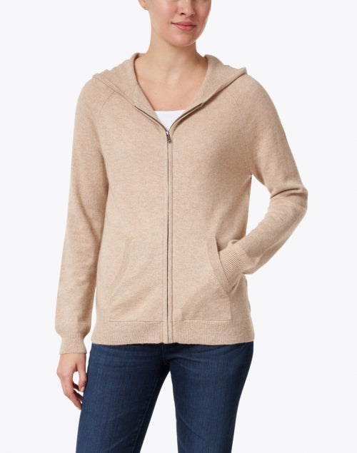 Chinti and Parker Oatmeal Beige Cashmere Zip Up Hoodie Size 4