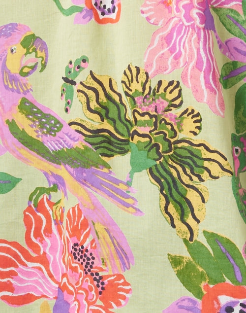 Joyful Green Tropical Print Cotton Top