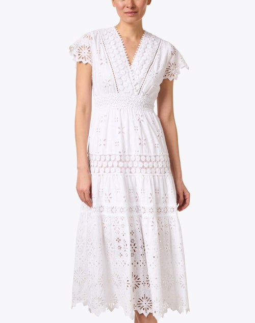 White Embroidered Cotton Eyelet Dress Halsbrook