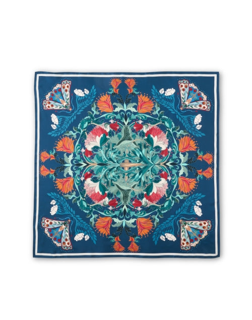 Blue Multi Abstract Print Silk Scarf – Halsbrook