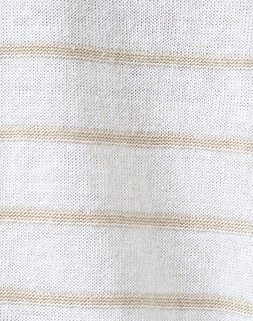 White and Beige Striped Linen Sweater