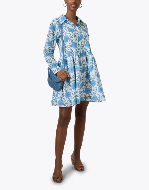Oliphant Poppy Blue Floral Shirt Dress Size 16