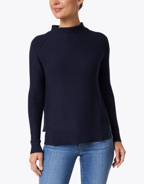 Navy Cotton Garter Stitch Sweater Halsbrook