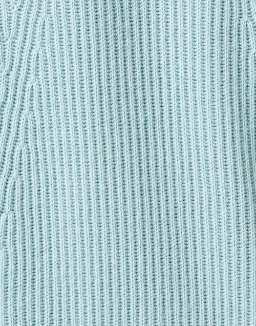 Aqua Blue Ribbed Cashmere Sweater