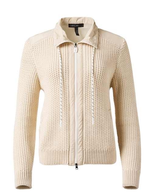 Beige Knit Zip Jacket