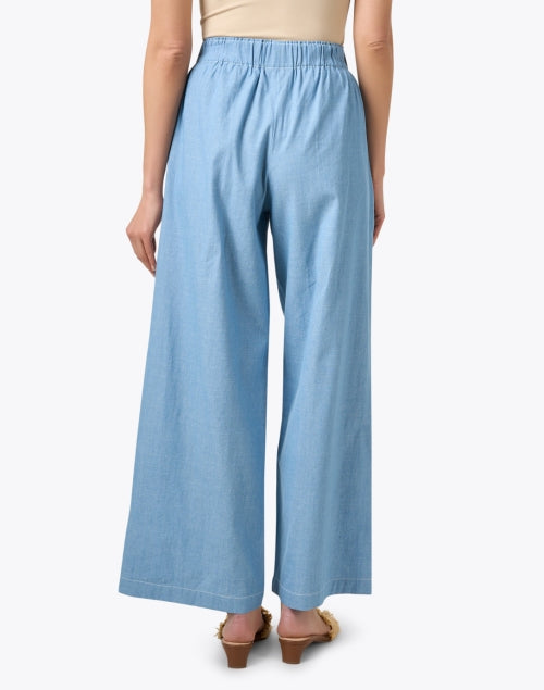 Chambray Cotton Wide Leg Pant