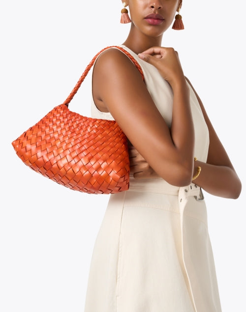 Rosanna Orange Woven Leather Shoulder Bag Halsbrook