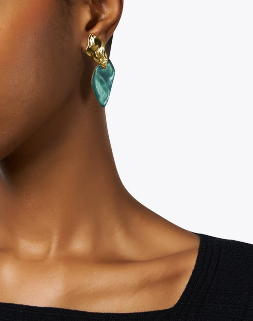 Mosaic Teal Blue Lucite Earrings Halsbrook