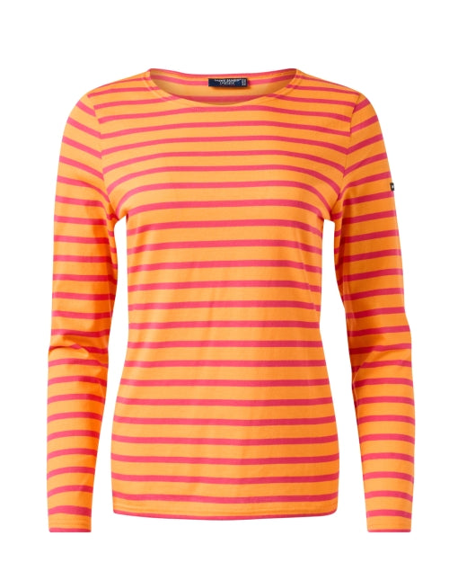 Minquidame Orange and Pink Striped Cotton Top