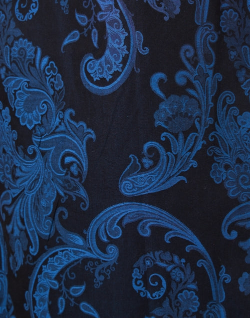 Aileen Black and Blue Paisley Cotton Jacquard Dress
