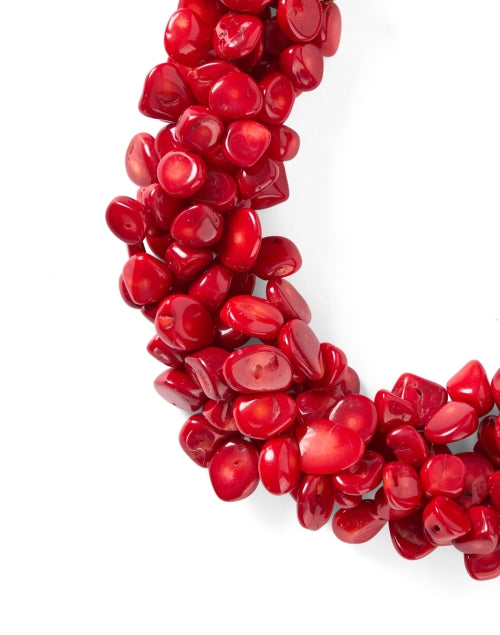 Single strand hot red coral necklace #1003