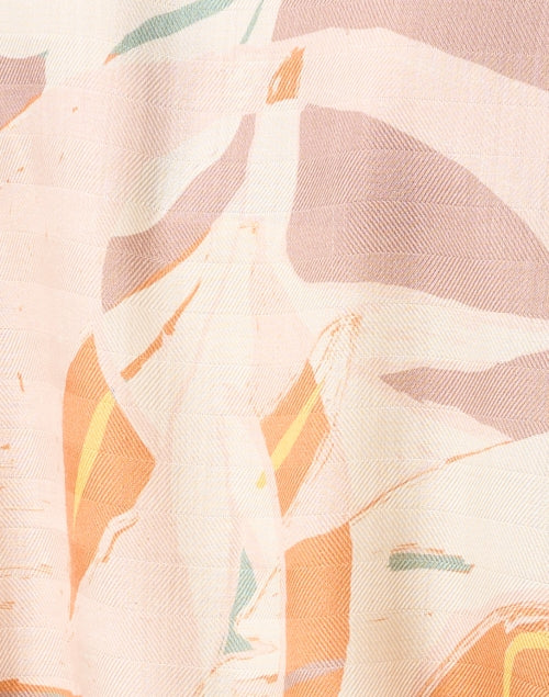 Peach Multi Print Cashmere Silk Poncho