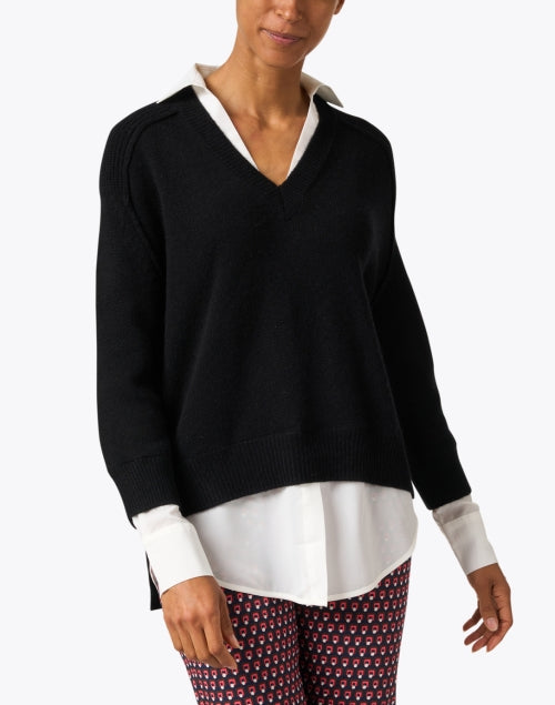 Black Sweater with White Underlayer – Halsbrook