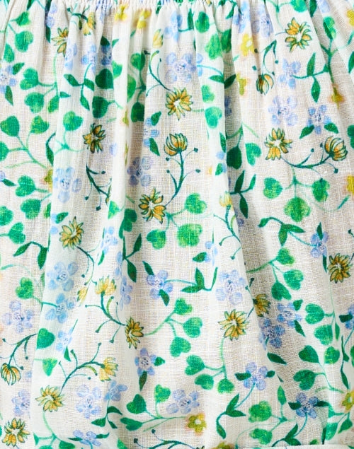 Raquel Green Floral Print Linen Top