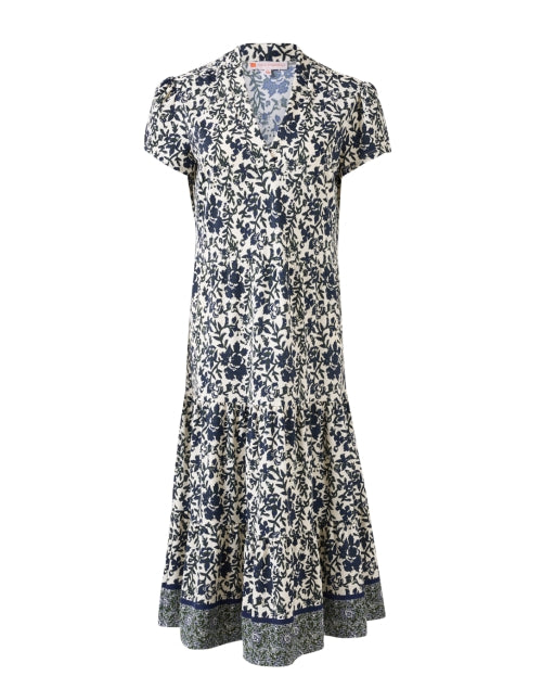 Libby Floral Cream and Navy Dress Halsbrook