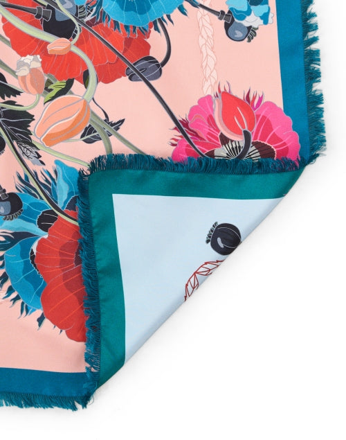 Cialda Pink and Blue Floral Reversible Silk Scarf