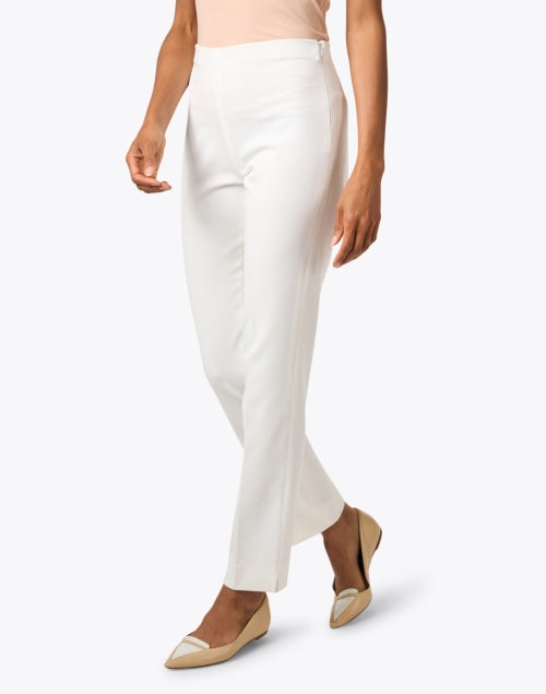 Ivory Stretch Side Zip Tapered Pant Halsbrook