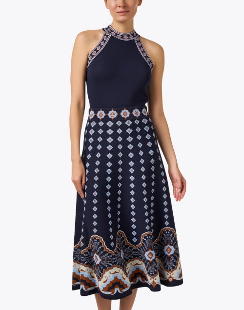 Cara Cara Sandrinna Navy Jacquard Dress Size 8